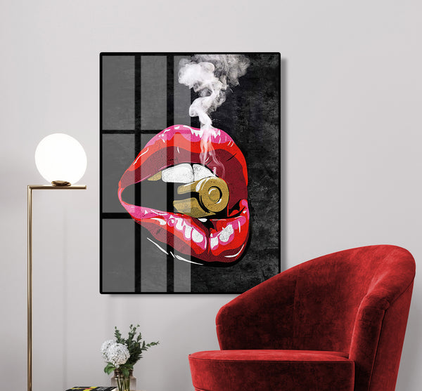 Fashion Wall Art - Red Lips with Bullet