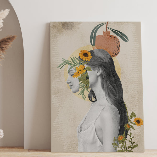 Canvas Fashion Wall Art -  Lady & Yellow Flowers