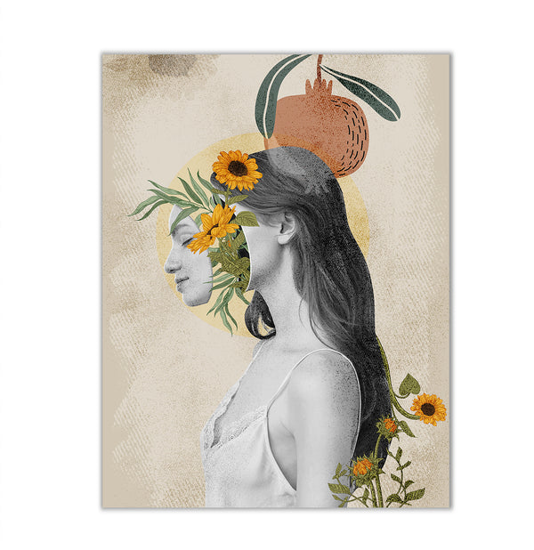 Canvas Fashion Wall Art, Lady & Yellow Flowers, Glam Wall Poster