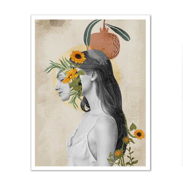 Canvas Fashion Wall Art, Lady & Yellow Flowers, Glam Wall Poster