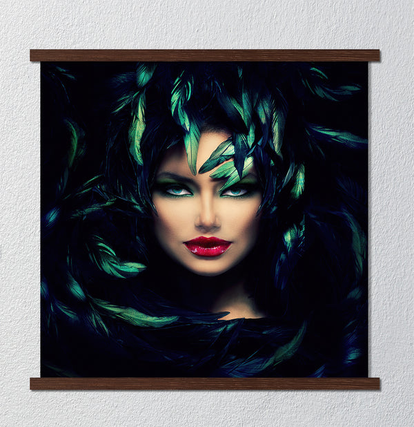 Canvas Fashion Wall Art, Mysterious Portrait of Woman, Glam Wall Poster