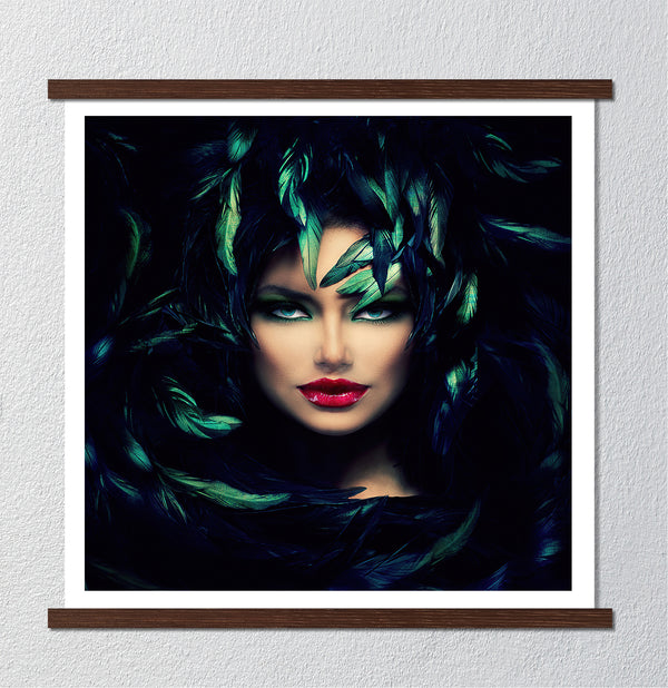 Canvas Fashion Wall Art, Mysterious Portrait of Woman, Glam Wall Poster