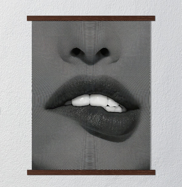 Canvas Fashion Wall Art, Black & White Lips , Glam Wall Poster