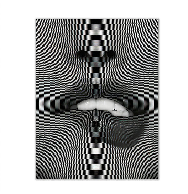 Canvas Fashion Wall Art, Black & White Lips , Glam Wall Poster