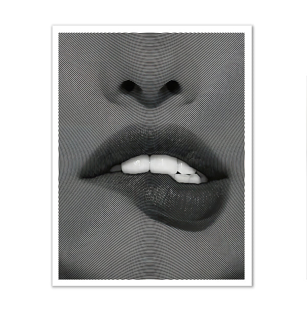 Canvas Fashion Wall Art, Black & White Lips , Glam Wall Poster