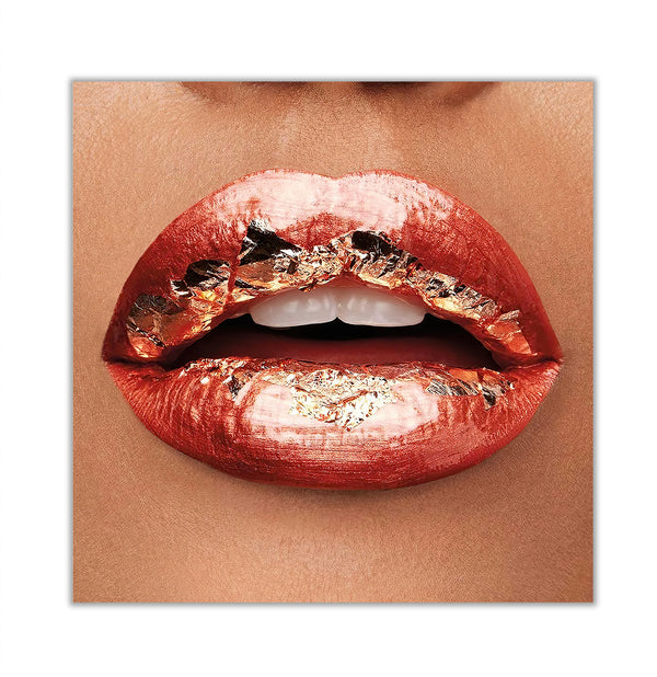 Canvas Fashion Wall Art, Red & Gold Lips, Glam Wall Poster