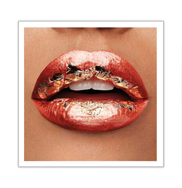 Canvas Fashion Wall Art, Red & Gold Lips, Glam Wall Poster