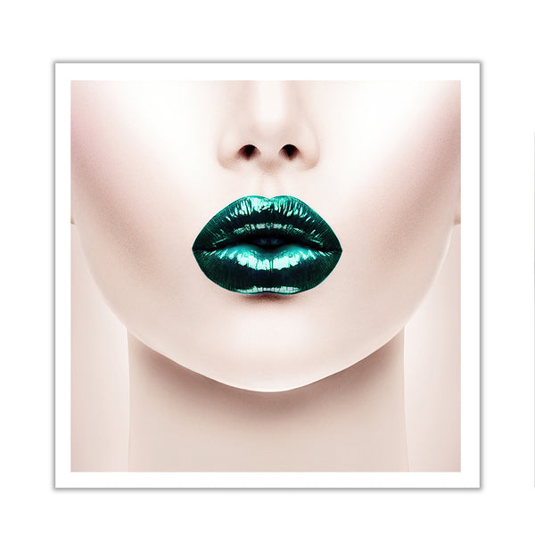 Canvas Fashion Wall Art, Green Gloss Lips, Glam Wall Poster