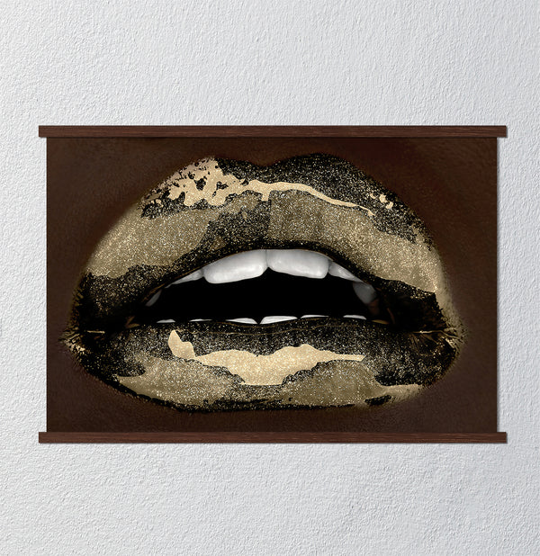 Canvas Fashion Wall Art, Gold Lipstick, Glam Wall Poster