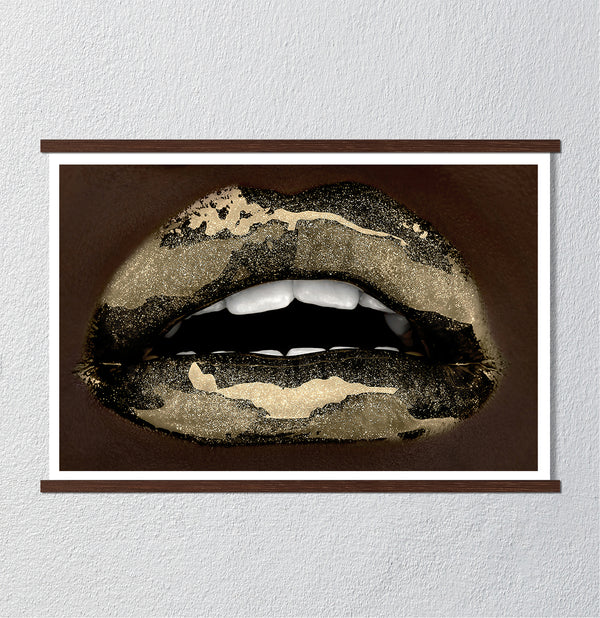 Canvas Fashion Wall Art, Gold Lipstick, Glam Wall Poster