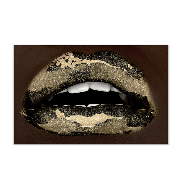 Canvas Fashion Wall Art, Gold Lipstick, Glam Wall Poster