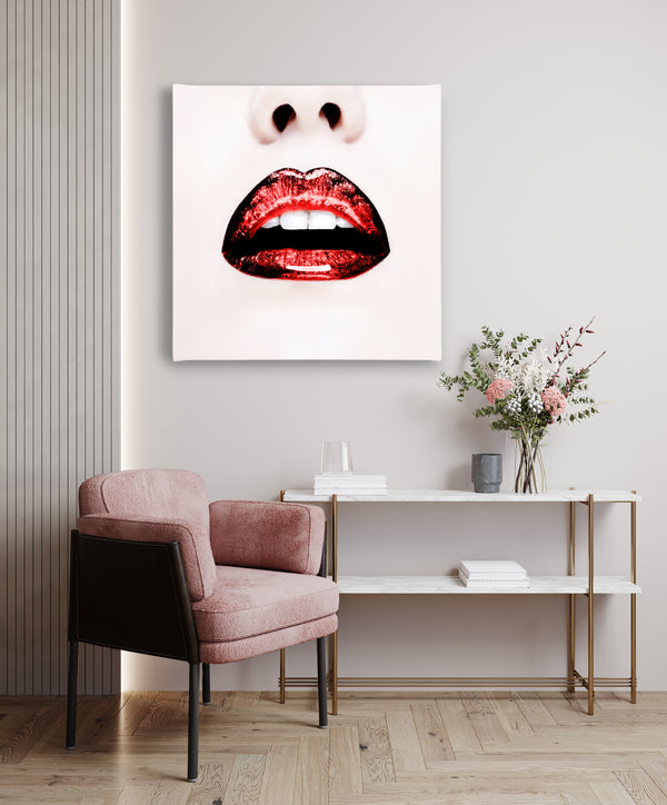 Canvas Fashion Wall Art, Red Gloss Lips, Glam Wall Poster