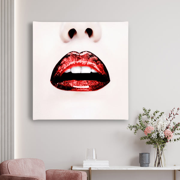 Canvas Fashion Wall Art -  Red Gloss Lips