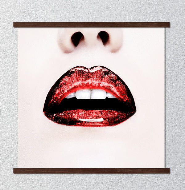 Canvas Fashion Wall Art, Red Gloss Lips, Glam Wall Poster