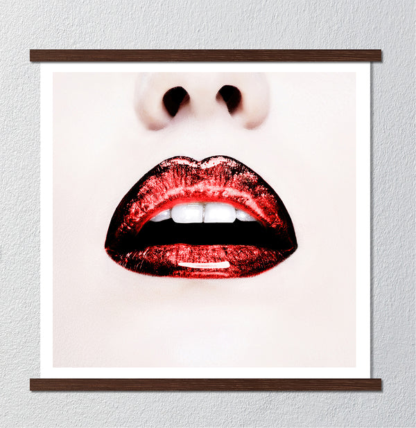 Canvas Fashion Wall Art, Red Gloss Lips, Glam Wall Poster