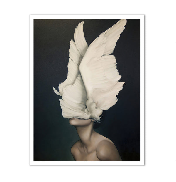 Canvas Fashion Wall Art, Girl & White Wings, Glam Wall Poster