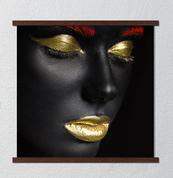 Canvas Fashion Wall Art, Bright Gold Make-up, Glam Wall Poster