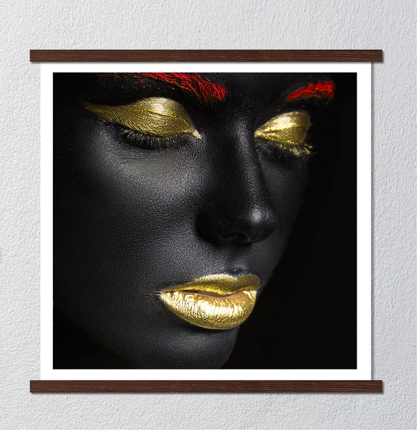 Canvas Fashion Wall Art, Bright Gold Make-up, Glam Wall Poster