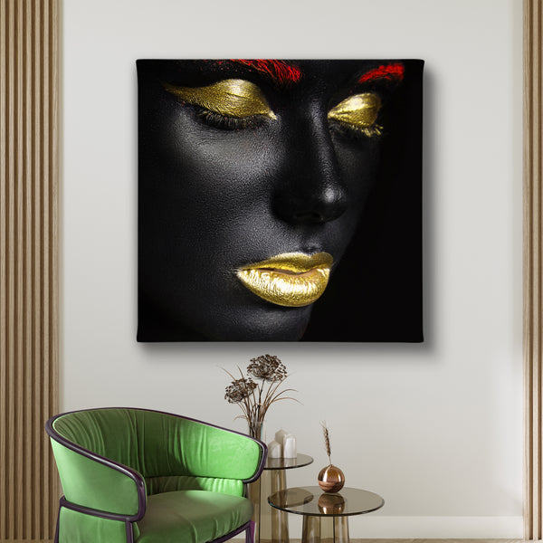 Canvas Fashion Wall Art, Bright Gold Make-up, Glam Wall Poster