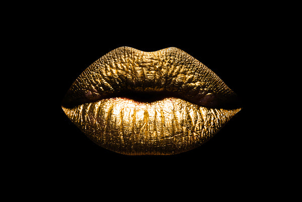 Canvas Fashion Wall Art, Gold Lips, Glam Wall Poster