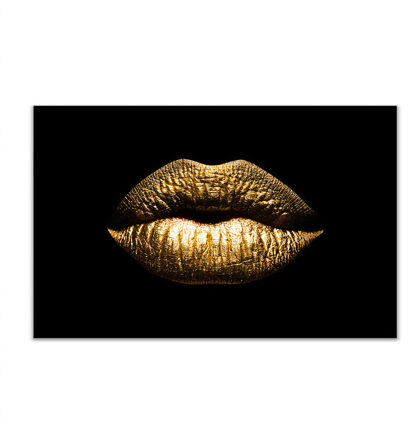 Canvas Fashion Wall Art, Gold Lips, Glam Wall Poster