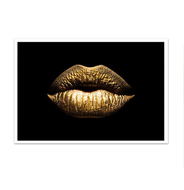 Canvas Fashion Wall Art, Gold Lips, Glam Wall Poster