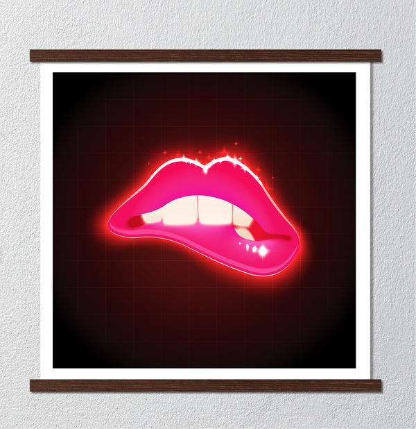 Canvas Fashion Wall Art, Pink Neon Lips, Glam Wall Poster