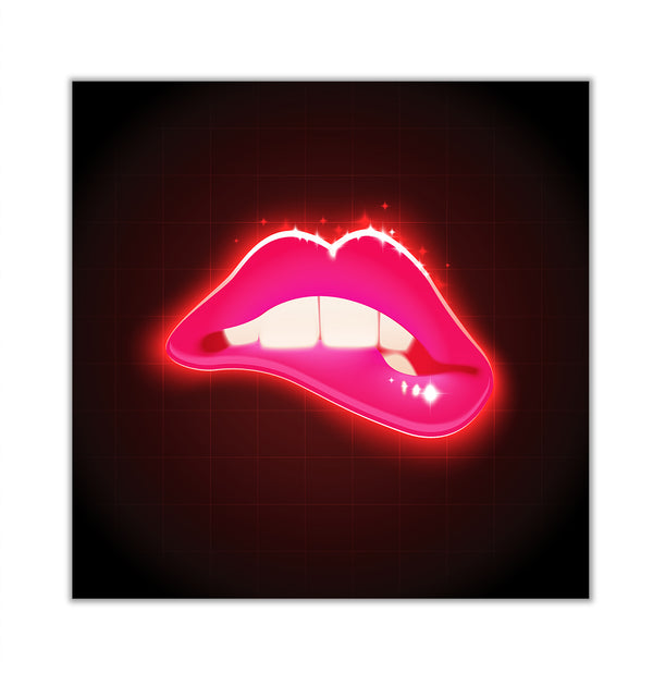 Canvas Fashion Wall Art, Pink Neon Lips, Glam Wall Poster