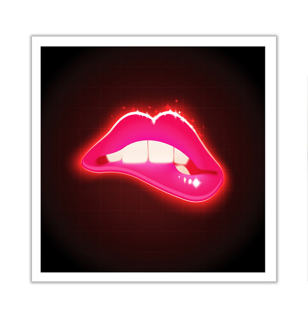 Canvas Fashion Wall Art, Pink Neon Lips, Glam Wall Poster