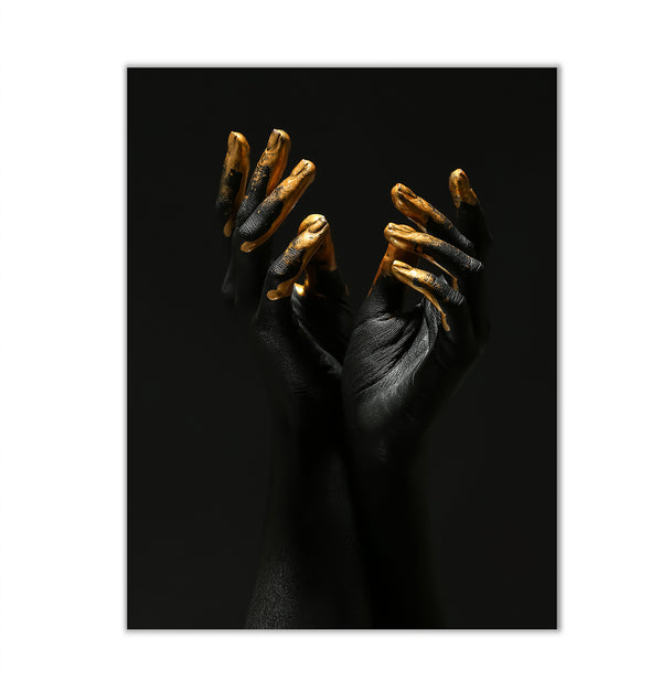 Canvas Fashion Wall Art, Black & Gold Hands, Glam Wall Poster