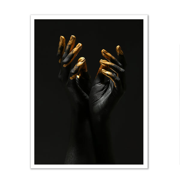 Canvas Fashion Wall Art, Black & Gold Hands, Glam Wall Poster