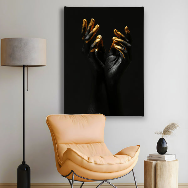 Canvas Fashion Wall Art, Black & Gold Hands, Glam Wall Poster