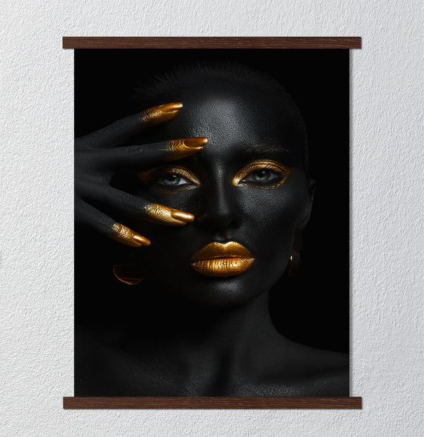 Canvas Fashion Wall Art, Gold Makeup Lips, Glam Wall Poster