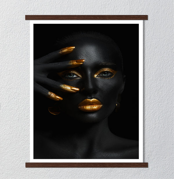 Canvas Fashion Wall Art, Gold Makeup Lips, Glam Wall Poster