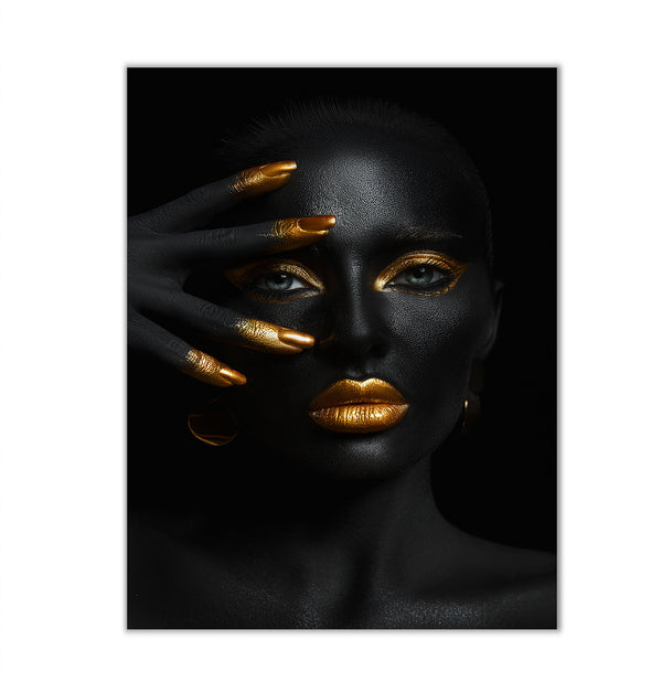 Canvas Fashion Wall Art, Gold Makeup Lips, Glam Wall Poster