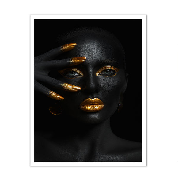 Canvas Fashion Wall Art, Gold Makeup Lips, Glam Wall Poster