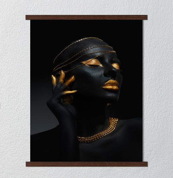 Canvas Fashion Wall Art, Beauty Gold Makeup, Glam Wall Poster