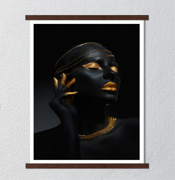 Canvas Fashion Wall Art, Beauty Gold Makeup, Glam Wall Poster