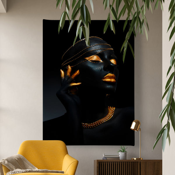 Canvas Fashion Wall Art -  Beauty Gold Makeup