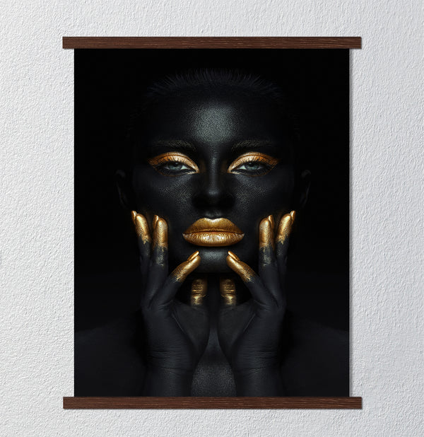 Canvas Fashion Wall Art, Beauty Gold Woman Art, Glam Wall Poster