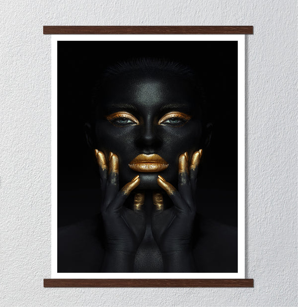 Canvas Fashion Wall Art, Beauty Gold Woman Art, Glam Wall Poster