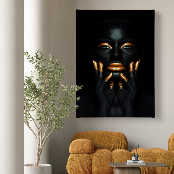 Canvas Fashion Wall Art, Beauty Gold Woman Art, Glam Wall Poster