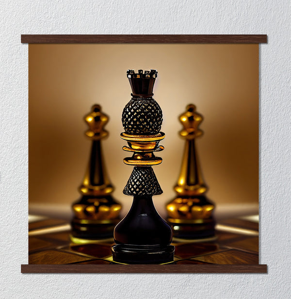 Canvas Fashion Wall Art, Black & Gold Chess , Glam Wall Poster