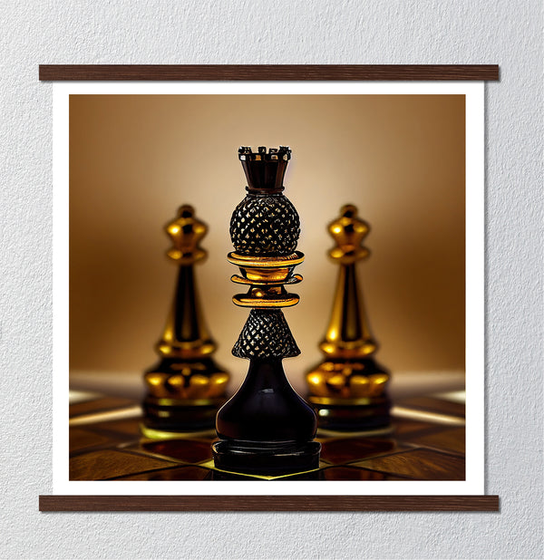 Canvas Fashion Wall Art, Black & Gold Chess , Glam Wall Poster