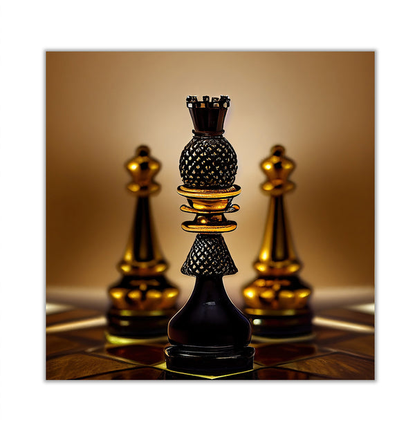 Canvas Fashion Wall Art, Black & Gold Chess , Glam Wall Poster