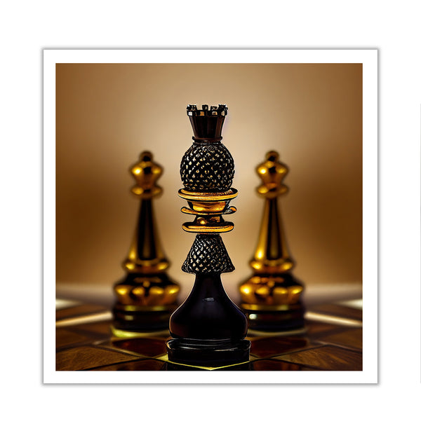 Canvas Fashion Wall Art, Black & Gold Chess , Glam Wall Poster