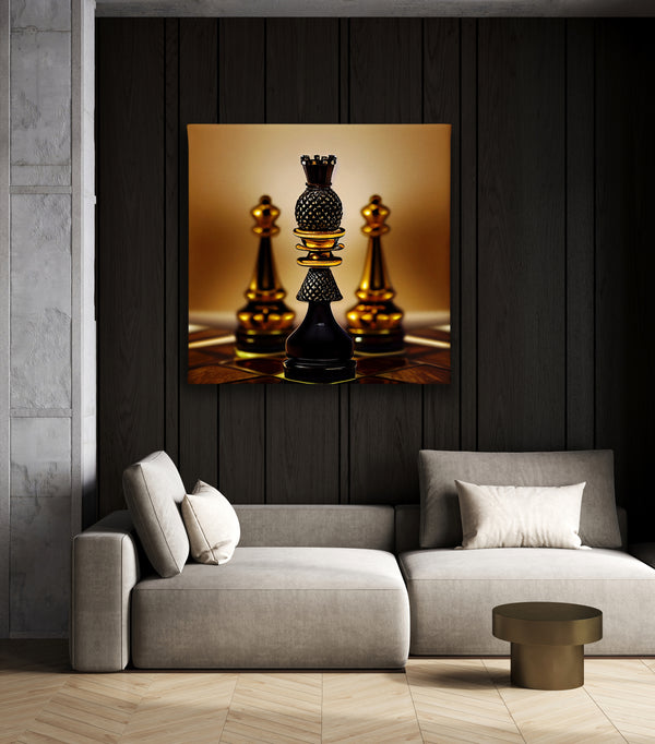 Canvas Fashion Wall Art, Black & Gold Chess , Glam Wall Poster