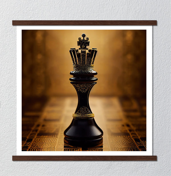 Canvas Fashion Wall Art, Black Chess and Gold Background, Glam Wall Poster