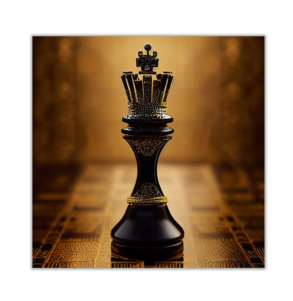 Canvas Fashion Wall Art, Black Chess and Gold Background, Glam Wall Poster