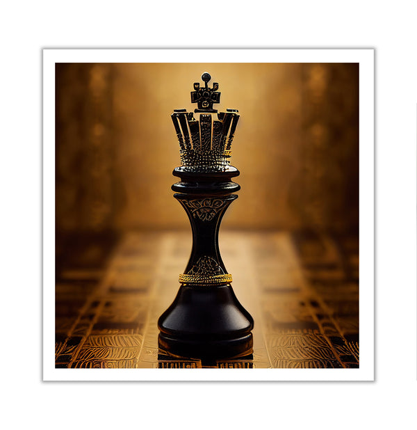 Canvas Fashion Wall Art, Black Chess and Gold Background, Glam Wall Poster